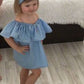 Ruffle Off Shoulder Mommy and Me Outfits Honey Girl Mini Dress