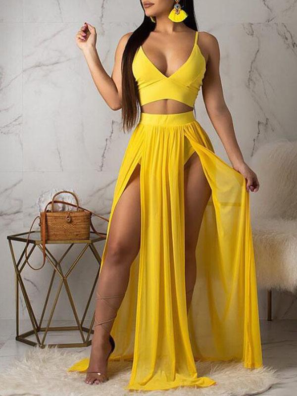 Patchwork Ruffle Cut Out Maternity for Babyshower Two Piece V-Neck Sleeveless Fashion Maxi Dress