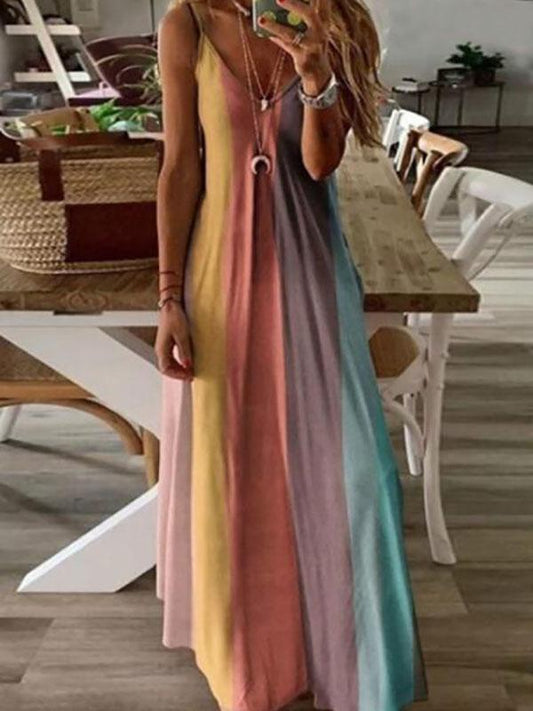 Colorful Maternity For Babyshower Rainbow Going out Maxi Dress