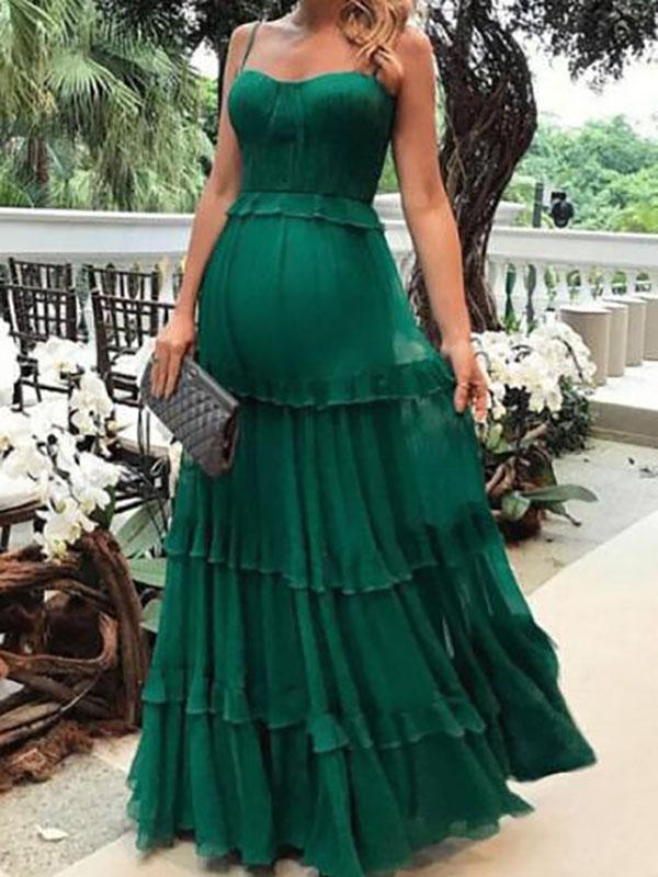 Patchwork Ruffle Grenadine Maternity For Babyshower Green Bridesmaid Honey Girl Maxi Dress