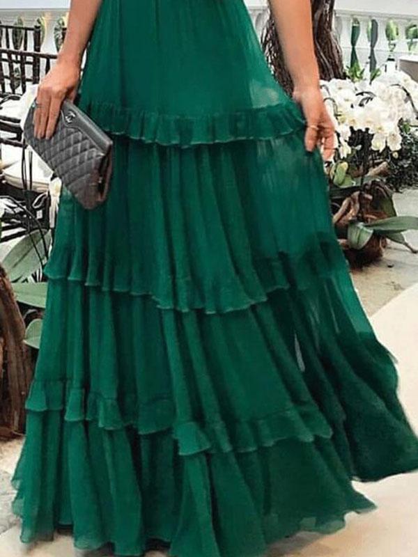 Patchwork Ruffle Grenadine Maternity For Babyshower Green Bridesmaid Honey Girl Maxi Dress