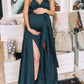 Sashes Side Slit Sleeveless Baby Shower Maternity Maxi Dress