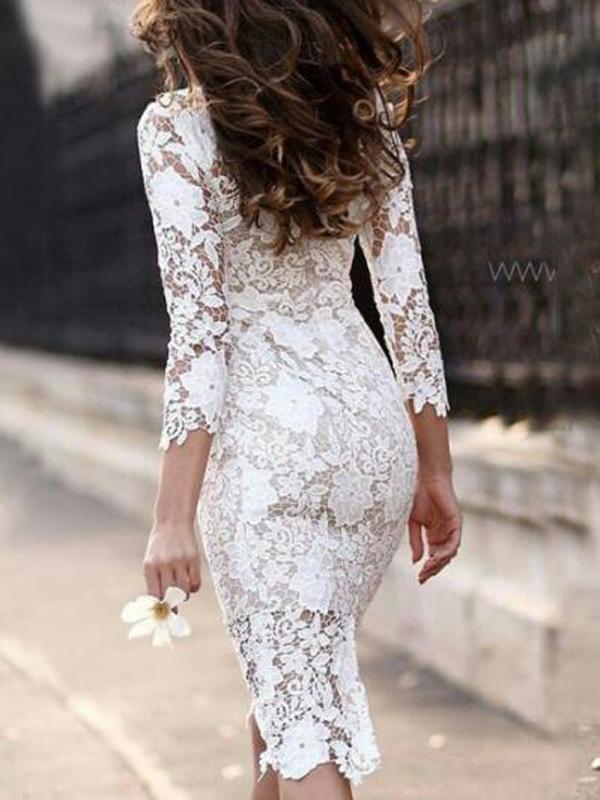 Seindeal Floral Lace 3/4 Sleeve Bodycon Party Midi Maternity Dress for Wedding Guest Outfit