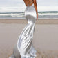 Seindeal Halter Neck Mermaid Tie Back Party Maxi Sequin Maternity Bridesmaid Dress