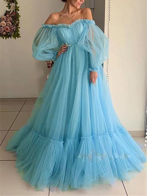 Seindeal Off Shoulder Ruffle Tutu Gender Reveal Floor Length Maternity Maxi Dress for Photoshoot Pink