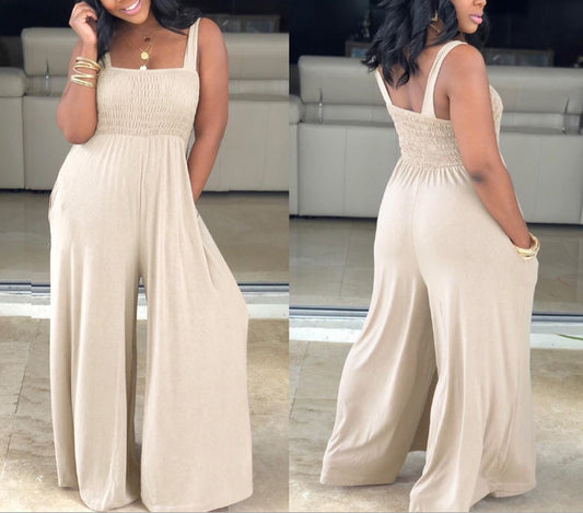 Solid ShoulderStrap Sleeveless Maternity Wide Leg Long Jumpsuit