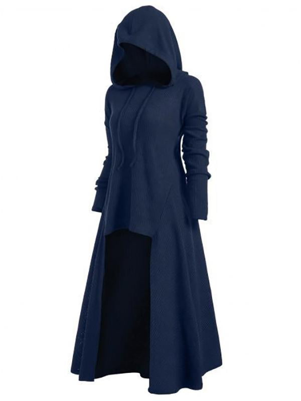 Patchwork Drawstring Cloak Hooded Long Sleeve Fashion Plus Size Maternity Outerwear Halloween