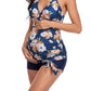 Floral Tie Back Fashion Maternity One-Pieces Swimwear