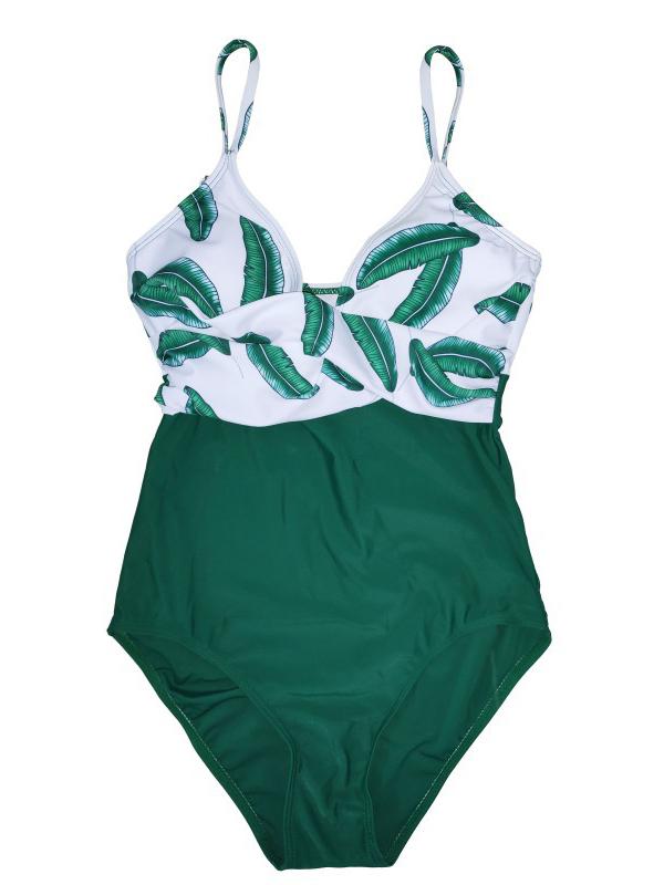 Leaves Halter One-Pieces Cute Maternity Swimwear