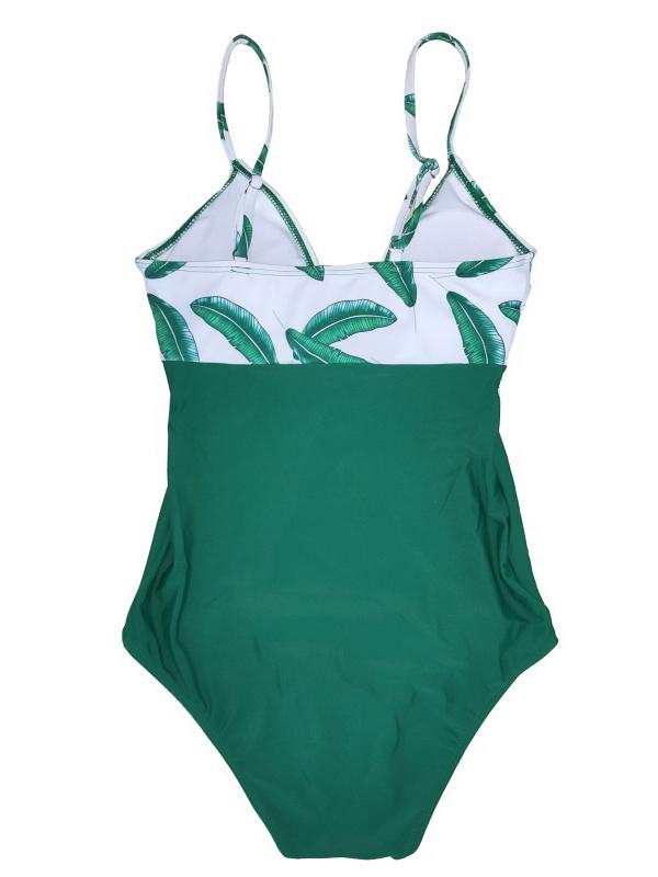 Leaves Halter One-Pieces Cute Maternity Swimwear