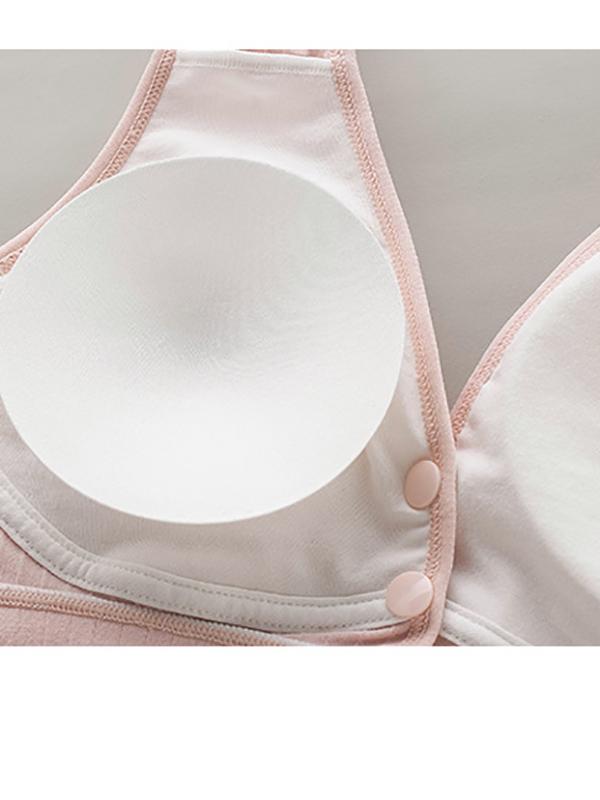 Striped Adjustable Shoulder Strap Wire Free Casual Nursing Bra