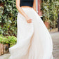 Seindeal Mesh Pleated Elastic Waist Floor Length Elegant Tutu Maxi Skirt Tulle Skirt Evening Skirt Women Fashion