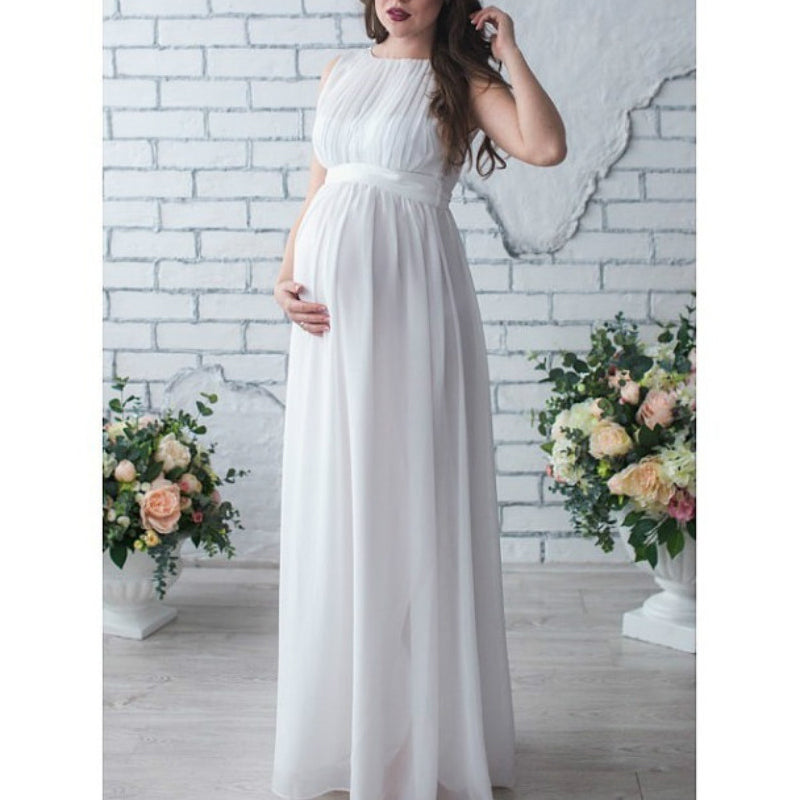 Seindeal Round Neck Panel Ruched Sleeveless Plus Size Maternity Dress for Baby Shower Blue Boy