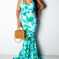 Seindeal Tie Dye Spaghetti Strap Backless Fitted Mermaid Maternity Maxi Dress