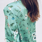 Floral Zipper Round Neck Long Sleeve Women Jackets Bomber Jacket