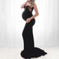 Seindeal Solid Color Bandeau Black Bodycon Maternity Dress Sheeveless Maxi