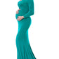 Seindeal Draped Off Shoulder Backless Multi Way Maxi Maternity Dress for Photoshoot