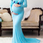 Off Shoulder Draped Mermaid Photoshoot Maternity Maxi Dress