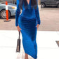 Pleuche Zipper Band Collar Pregnant Bodycon Maternity Dress