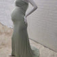 Seindeal Bandeau Off-Shoulder Sleeveless Babyshower Maxi Maternity Dress