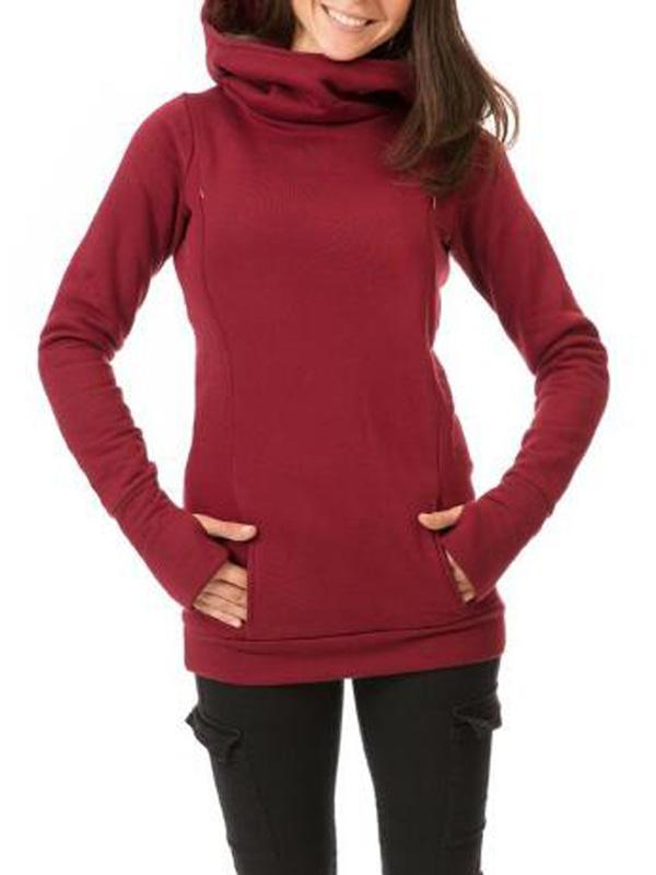 Seindeal Burgundy Plus Size Baby Breast Feeding Maternity Nursing Sweatshirt