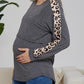 Seindeal Patchwork Leopard Print Nursing Breast-feeding Maternity T-shirt