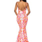 Seindeal Tie Dye Spaghetti Strap Backless Fitted Mermaid Maternity Maxi Dress