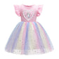 Seindeal Girls Crown Sequins Dress Summer Rainbow Tulle Grils' Dresses Kids Princess Dress for Cosplay Wedding Birthday Party Casual Outfits Clothing 2-10 Years