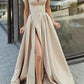Backless Off Shoulder Side Slit Short Sleeve A-Line Maxi Dress Women's Fashion Evening Dress