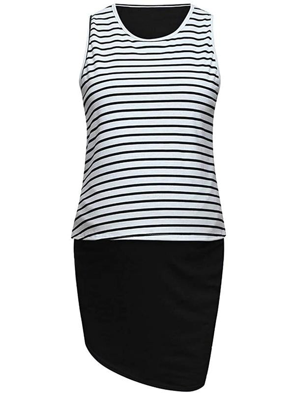 Striped Knot False 2-in-1 Bodycon Maternity Mini Dress