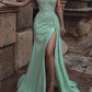 Glitter Bandeau Leg Slit Sleeveless Tight Maxi Dress Women's Fashion Evening Dress