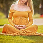 Seindeal Draped Off Shoulder Maxi Maternity Dress for Babyshower