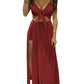 Solid Bowknot Slit Cut Out Flowy Floor Length Plunging Neckline Maternity Maxi Dress