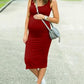 U-neck Sleeveless Round Neck Bodycon Maternity Midi Dress