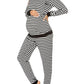 Striped Round Neck Long Sleeve Nursing Maternity Long Pajama Set