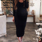 Bodycon V-neck Backless Long Sleeve Maternity Sweater Midi Dress