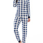 Buffalo Plaid Round Neck Long Sleeve Maternity Long Pajama Set