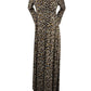 Leopard Print Round Neck Long Sleeve High Waisted Party Maternity Dress