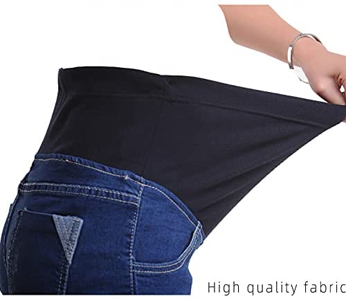 Women Plus Size Maternity Shorts Jean Over The Belly Stretch High Rise Comfy Blue Distressed Pregnancy Shorties Summer