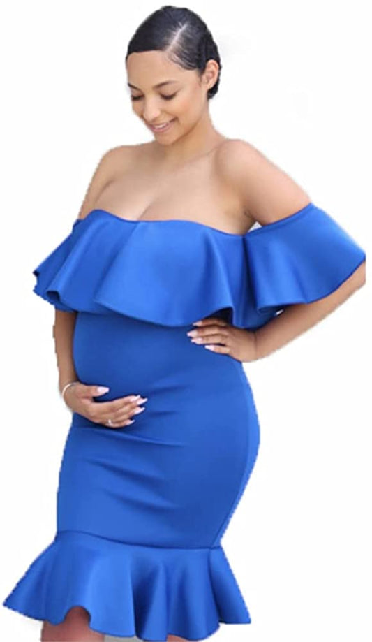 Women's Off Shoulder Short Sleeve Bodycon Midi Dress