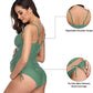 Solid Women's Maternity Swimsuit Retro Plum Wrap Front Tankini Summer Swimwear