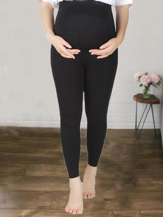 Seindeal Black Stomach Lift High Waisted Stretch Bodycon Maternity Pants for Yoga Running Bike