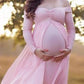 Seindeal Off Shoulder Grenadine Backless Cloak Mermaid Maternity Photoshoot Dress Grey