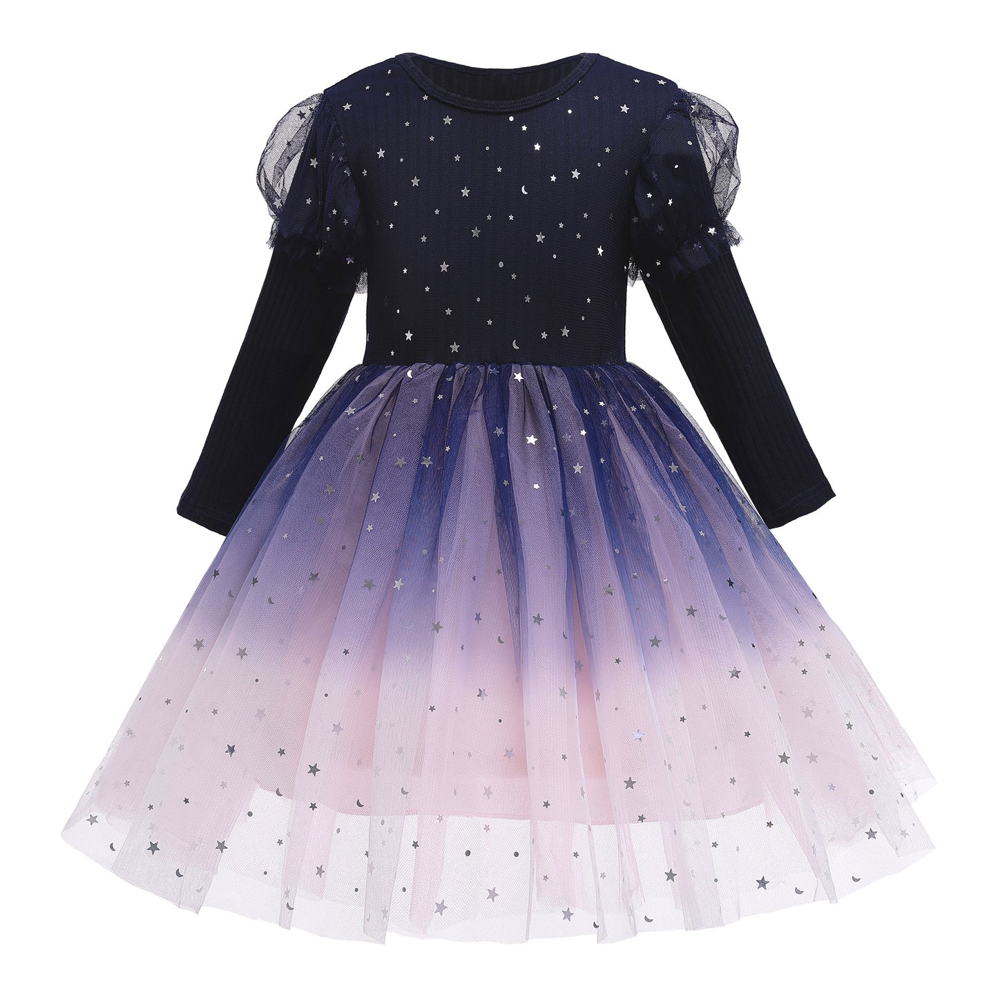 Toddler Girls Rainbow Pageant Dresses Long Sleeve  Sparkly Tutu Princess Gown for Birthday Christmas Wedding Party 2-10Years