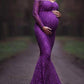 Lace Off Shoulder Bodycon Mermaid Maternity For Babyshower Maxi Dress