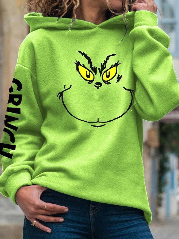 Letter Grinch Hoodie Long Sleeve Maternity Christmas Sweatshirt