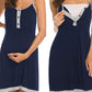 Buttons Spaghetti Strap Maternity Nursing Pajamas Casual Mini Dress