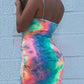 Tie Dye Spaghetti Strap Fitted Maternity Casual Mini Dress