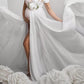 Seindeal Draped Off Shoulder Slit Maternity Photoshot Maxi Dress