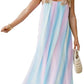 Boho Summer Dress for Women Casual Style Loose Spaghetti Strap Maxi Flowy Sun Dress with Pockets for Beach